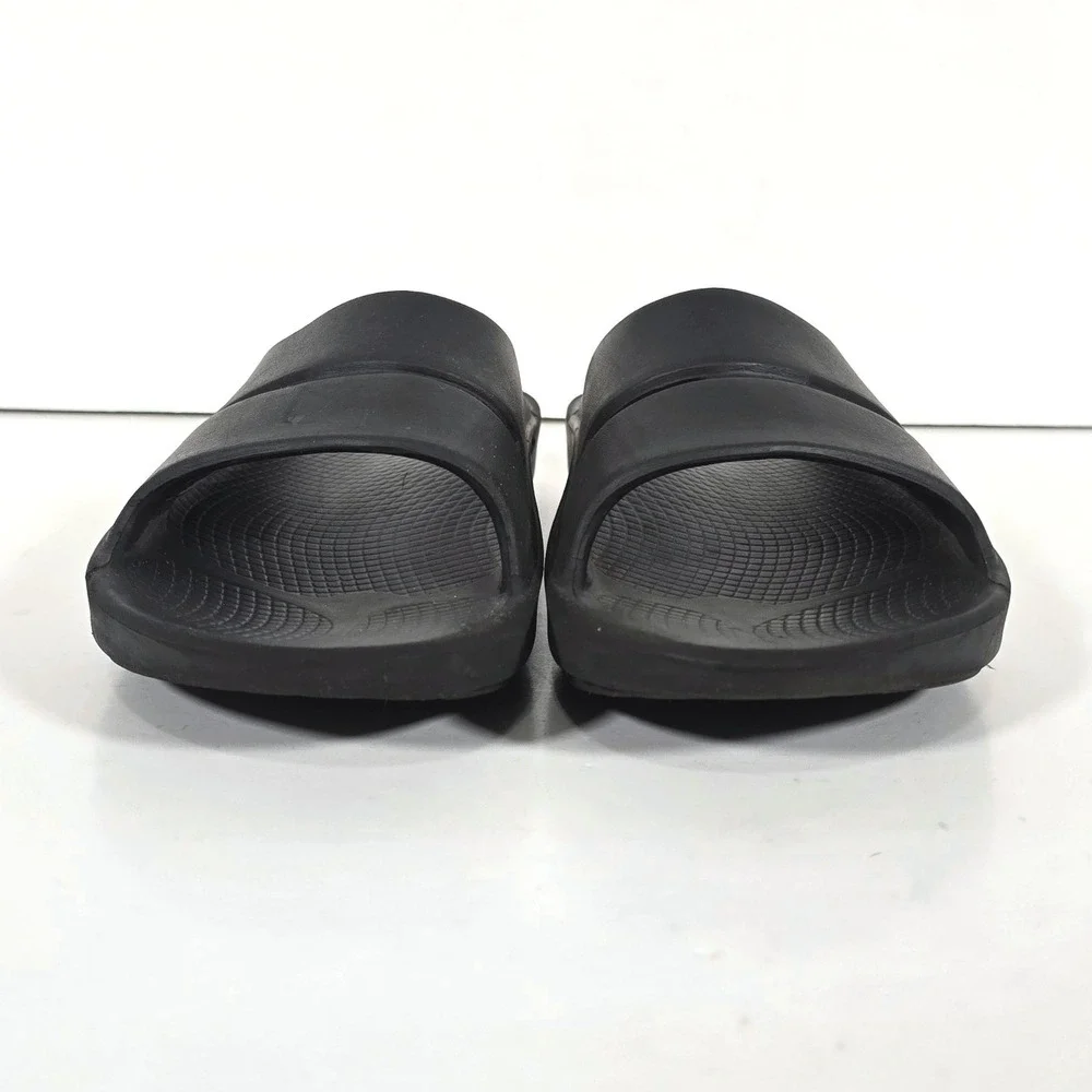 OOFOS OOahh Recovery Slides M7/W9 Black Comfort Sandals Supportive Slip On